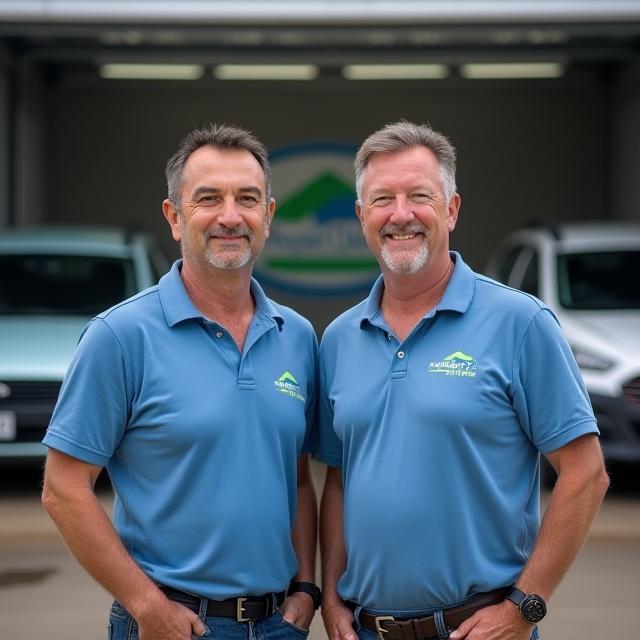 Founders standing in front of wash bays